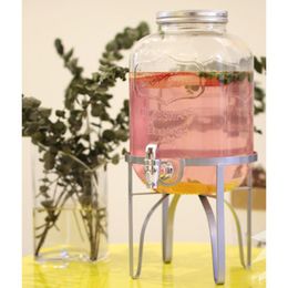 Hooks & Rails Glass Jar Beverage Dispenser Metal Drink Holder For Party Tea BasketsHooks