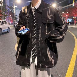 Men's Jackets Tie-dyed Denim Jacket Men's Spring Hong Kong Style Japanese Tide Brand Ins Handsome And Autumn JacketMen's