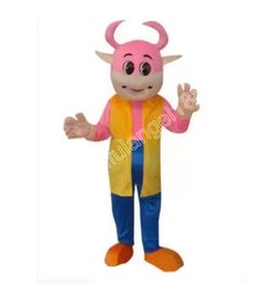 Halloween Pink cow Mascot Costume Top quality Cartoon Plush Anime theme character Christmas Carnival Adults Birthday Party Fancy Outfit