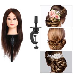 human mannequins NZ - 50% Real Human Hair Styling Mannequin Heads Hairstyle Hairdressing Dummy Hair Training Head Doll Female Mannequins With Clamp Hold265a