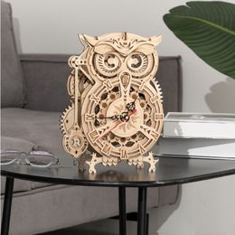 Model Building Kit Wholesale DIY Puzzle Toys Owl Clock Manual Three-dimensional 3D Puzzle Wooden Building Blocks Creative Gifts