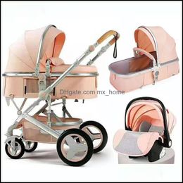 Strollers Baby Stroller 3 In 1 Mom Luxury Travel Pram Carriage Basket Babies Car Seat And Cart Mxhome Drop Delivery Baby Bdebaby D246o