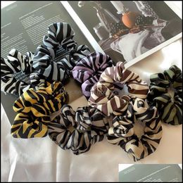 Vintage Striped Scrunchies Cute Women Scrunchie Elastic Hair Bands Mxhome Dhx7G