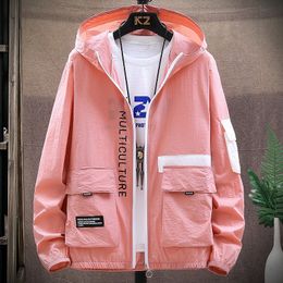 Summer Hooded Jacket Men Sun Protection Clothing Fishing Hunting Clothes Quick Dry Skin Male Windbreaker Size 4XL 220822