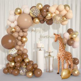 126pcs/set Brown Balloons Garland Arch Kit for Kids Baby Shower Jungle Safari Animal Birthday Party Decorations Supplies MJ0762