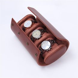 Watch Boxes & Cases Travel Case PU Leather Roll Box 3 Slots Storage Organiser Bracket Holder For Business Trip CollectorWatch