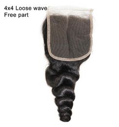 9-Lace Closure Virgin Brazilian Human Hair Free Middle Three Part Closure Straight Body Loose Deep Wave Curly Natural Color 8-18 inch