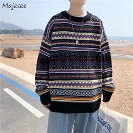 Men Pullovers Retro Japanese Style Loose Fashion Students Comfort Printed Leisure High Quality Males Sweaters Knitwear 220822