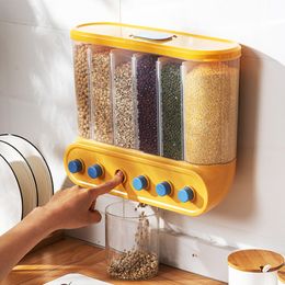 Storage Bottles & Jars Kitchen Containers Cereal Dispenser Wall-Mounted Sealed Food Rice Grain Household ContainerStorage