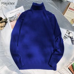 Thicker Plus Size S5XL Pullovers Men Fall Loose Allmatch Fashion Korean Style Solid Simple Teens Turtleneck Harajuku Students 220822