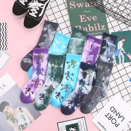 Men's Socks Autumn And Winter Men Women Tube Handmade Tie-dye Personality Street Trend Couple Mid-length Cotton SocksMen's