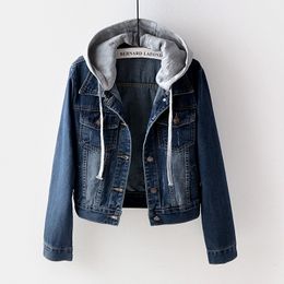 Women's Jackets High Quality Denim Jacket Nice Autumn Long Sleeve Hooded Jeans Coats Loose Casual Boyfriend Style Women Basic Outerwear R481