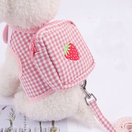 Dog Collars & Leashes Harness And Leash Set Soft Cute Backpack Breathable Polyester Mesh Pet For Bichon Teddy Cats Vest AccessoriesDog