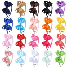 Hair Sticks solid Colour Ribbon Bow Hairbands Princess Boutique Grosgrain Girl Plastic clasp