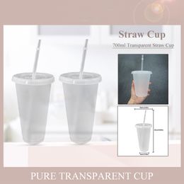 Mugs 1/5Pcs 471/700ml Reusable Plastic Water Bottle Cold Cup With Lid And Straw Magical Xmas Gifts Personalized Tumbler Coffee MugMugs MugsM
