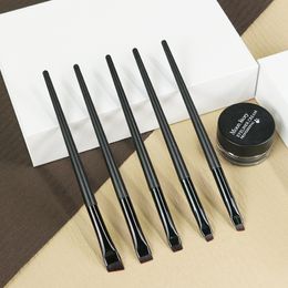 White Black Eyebrow Inclined Flat Angled Brush Wooden Pole Eyeliner Eyeshadow Blade Brushes