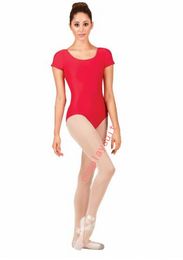 Scoop Neck Womens Short Sleeve Leotards Ballet Dance Costumes Gymnastics Leotards Adult Lycar Spandex Dancewear Ballerina Suit