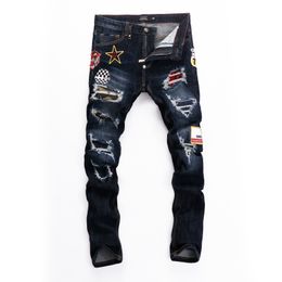 PLEIN BEAR Men's Jeans Classical Fashion PP Man Trousers Rock Moto Mens Casual Design Ripped Jeans Distressed Skinny Denim Biker Pants 157496