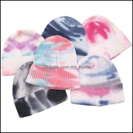 Tie Dye Crochet Hats Unisex Wool Knitted Autumn Winter Keep Warm B Mxhome Dhmuh