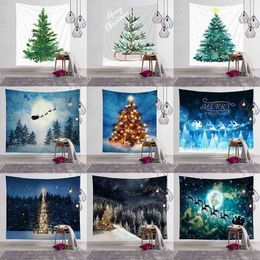Christmas Carpet Wall Hanging Tree Bed Cloth Bedroom Background Decor Room Decoration Mural J220804