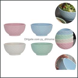 Bowls 4Pcs Wheat St Salad Bowl Serving Noodle For Home Shop Drop Delivery 2021 Garden Kitchen Dining Bar Dinnerware Yydhhome Dhwsn
