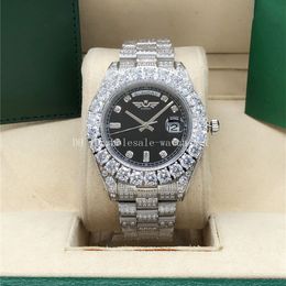 Full diamond Watch black President 128238 43mm 18k White Gold men automatic Box