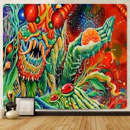 Psychedelic Mushroom Home Decor Art Wall Carpet Hippie Bohemian Scene Tapestry Bedroom Tapiz J220804