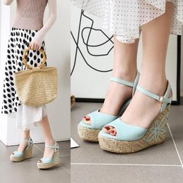 Sandals Summer Women Shoes 2022 Bohemian Wedge Pumps Cross-tied High Heels Platform Zapatos Mujer Big Size 30-46Sandals