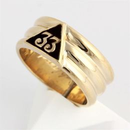 scottish jewelry UK - Men's 33rd Degree Scottish Rite Masonic Stainless Steel Ring Gold mason Wedding Band Rings masonry Jewelry Gift202k