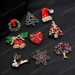 Christmas Brooches Rhinestones Crystal Xmas Tree Wreath Brooches Xmas Party Clothes Pins