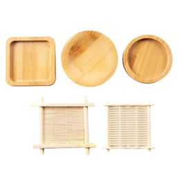 Natural Bamboo Round Dishes Trays Wooden Sauce and Vinegar Plates TablewarePlate Tea Tray