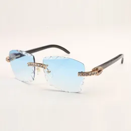 XXL Diamond Sunglasses Frame 3524029 with Natural Color Horns and 58mm Clear Cut Lenses