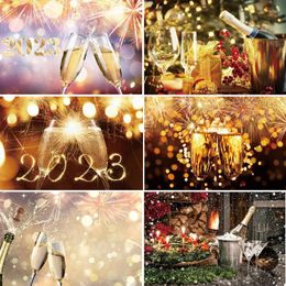 Party Decoration Celebration Cheers Wine Table Decor Backdrops For Pography High Glasses Bear Ice Bucket 2023 Year Po BackgroundsParty