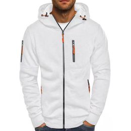 Mens Zip Up Hoodies Sweatshirts Fall Winter Casual Sports Long Sleeve Hooded Cardigan Jacket with Bust Pocket 2XL 3XL