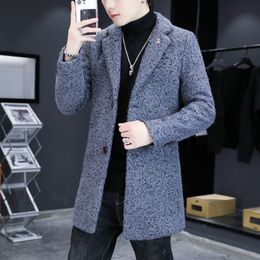 Men's Thick Wool Blends Trench Long Casual Top Coats Fashion Warm Coat Lapel Collar Overcoat Plus Size 5XL Male Slim Windbreaker 220822