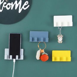 Hooks & Rails Phone Charging Holder Hook Socket Strong Sticky Adhesive Cell Phones Stand Rack Bathroom Hanging Shelf Razor HangerHooks