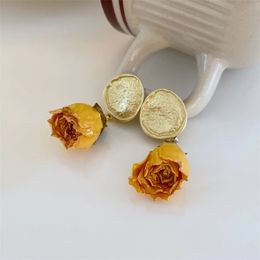 Dangle & Chandelier Charming Coin Rose Flower Drop Earrings 2022 New Elegant Resin Pendientes Mujer