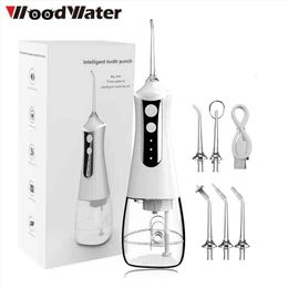 dental water jets NZ - Oral Hygiene dental cleaning polishing Portable Oral Irrigator Water Flosser USB Rechargeable 5 Nozzles Jet 300ML Tank proof Teeth Cleaner 220812