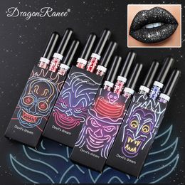 Lip Gloss Devil's Dream Halloween Diamond Glitter Kit Waterproof Liquid Black Lipstick Shimmer And Shiny TintLip