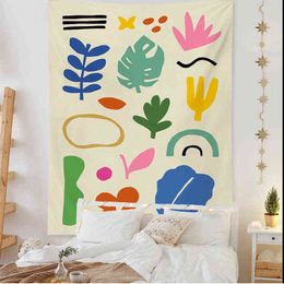 Ins Nordic Art Tapestry Living Room Bedroom Flower Cactus Wall Rugs Green Plant Hanging Cloth Cover Home Decor Background J220804