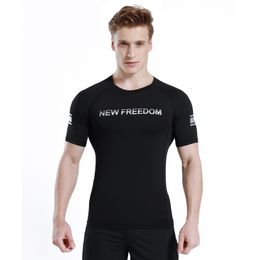 Men's T-Shirts Summer Tee Shirt Men T Tight Short-sleeve T-shirt Clothing Quick-drying Men's Elastic Tops Homme SqMen's