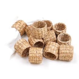 Napkin Rings Water Hyacinth Napkin Holder Rings Rustic Napkin Rings for Birthday Party Dinner Table Decoration