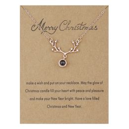 Xmas Elk Pendant Necklace 100 Languages I Love You Projection Choker Women Fashion Jewellery