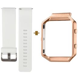 -Banda de relógio inteligente de liberação rápida para fitbit Blaze Classic Bracelet Strap Grande tamanho disponível branco com quadro de ouro rosa2942