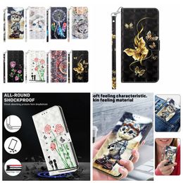 Fashion 3D Wallet Leather Cases For Sony Xperia 5 II 10 III 1 IV Moto G22 E20 E30 E40 G30 G31 G41 G32 G42 Flower Dreamcatcher Floral Credit ID Card Slot Holder Purse Pouch