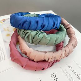 Headband 2022 New Fashion Women Headband Solid Colour Headwear Pleated Turban Autumn Hairband Adult Hair Accessories