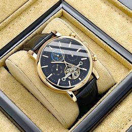 watch box large NZ - Watch Boxes & Cases Sun Moon Star Automatic Mechanical Men's Tourbillon Waterproof Leather Belt Large Dial MenWatch