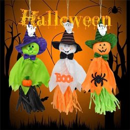 Other Festive Party Supplies 1pcs Halloween Hanging Ghost Decorations Pumpkin Straw Windsock Pendant for Outdoor Indoor Bar Background Decoration 220826