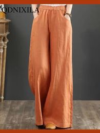Women's Pants Capris Linen Wideleg Pants Women's Drawstring Oversize Wideleg Pants Wom L220826