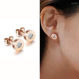 Stud Fashion Stainless Steel Earrings For Women Men Jewelry Trend Roman Numerals Small Goth Earring